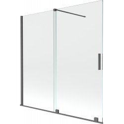 Mexen Velar Kádparaván 2 részes  csúszó 160 x 150 cm,  átlátszó nano, gun gray s csiszolt- 896-160-000-01-66 Kádparaván Fürdökád Mexen
