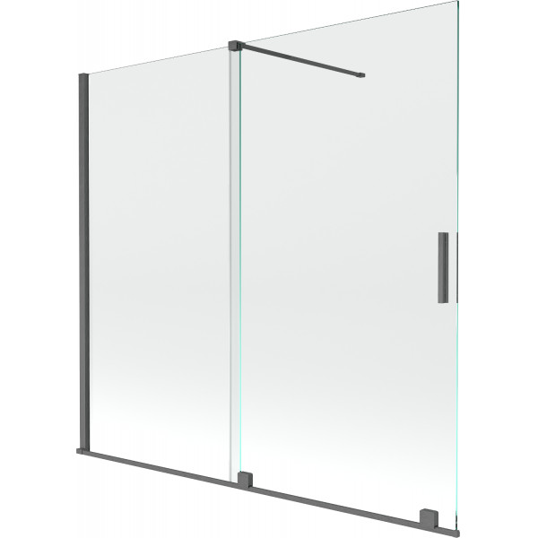 Mexen Velar Kádparaván 2 részes  csúszó 170 x 160 cm,  átlátszó nano, gun gray s csiszolt- 896-170-000-01-66 Kádparaván