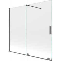 Mexen Velar Kádparaván 2 részes  csúszó 170 x 160 cm,  átlátszó nano, gun gray s csiszolt- 896-170-000-01-66 Kádparaván Fürdökád Mexen