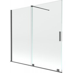 Mexen Velar Kádparaván 2 részes  csúszó 170 x 160 cm,  átlátszó nano, gun gray s csiszolt- 896-170-000-01-66 Kádparaván Fürdökád Mexen