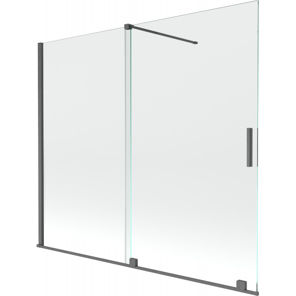 Mexen Velar Kádparaván 2 részes  csúszó 180 x 160 cm,  átlátszó nano, gun gray s csiszolt- 896-180-000-01-66 Kádparaván