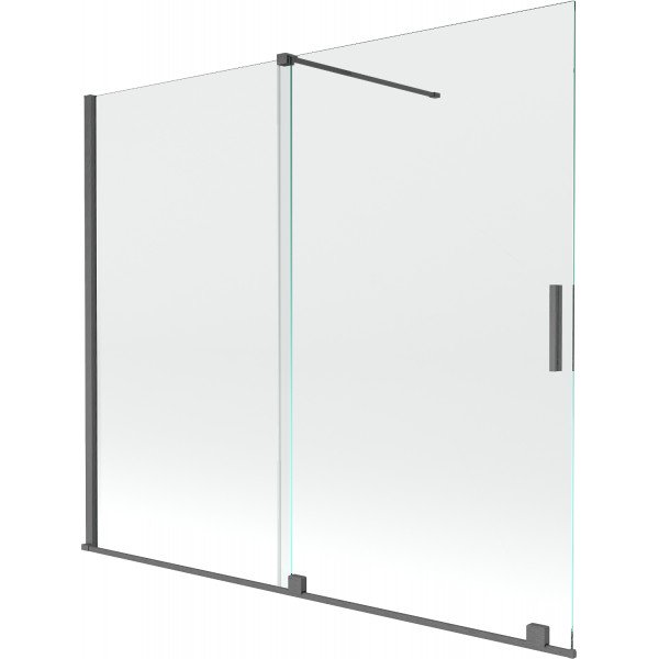 Mexen Velar Kádparaván 2 részes  csúszó 180 x 160 cm,  átlátszó nano, gun gray s csiszolt- 896-180-000-01-66 Kádparaván