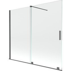 Mexen Velar Kádparaván 2 részes  csúszó 180 x 160 cm,  átlátszó nano, gun gray s csiszolt- 896-180-000-01-66 Kádparaván Fürdökád Mexen