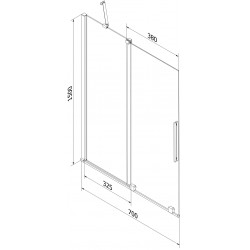 Mexen Velar Kádparaván 2 részes  csúszó 70 x 150 cm,  átlátszó nano, fekete - 896-070-000-01-70 Kádparaván