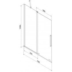 Mexen Velar Kádparaván 2 részes  csúszó 70 x 150 cm,  átlátszó nano, fekete - 896-070-000-01-70 Kádparaván