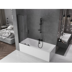 Mexen Velar Kádparaván 2 részes  csúszó 75 x 150 cm,  átlátszó nano, fekete - 896-075-000-01-70 Kádparaván Fürdökád Mexen