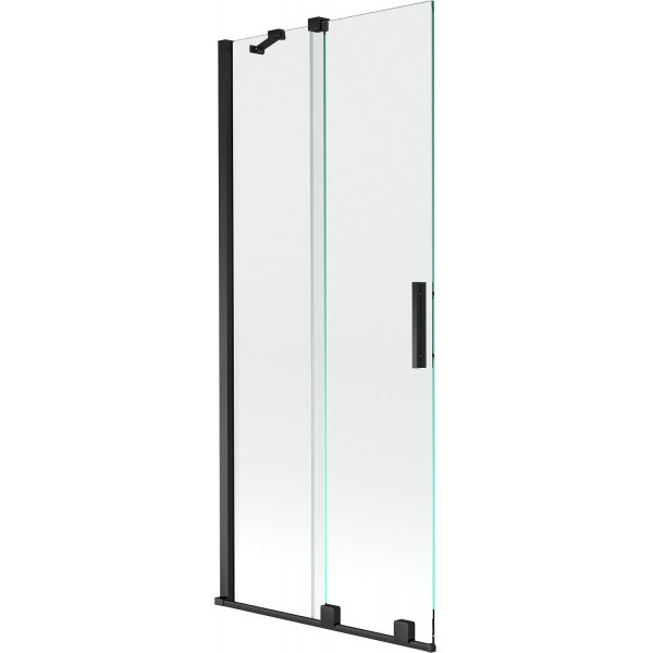 Mexen Velar Kádparaván 2 részes  csúszó 80 x 150 cm,  átlátszó nano, fekete - 896-080-000-01-70 Kádparaván