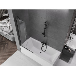 Mexen Velar Kádparaván 2 részes  csúszó 80 x 150 cm,  átlátszó nano, fekete - 896-080-000-01-70 Kádparaván