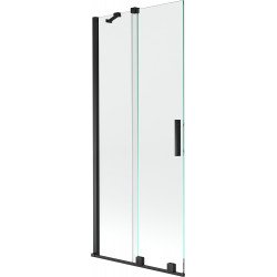 Mexen Velar Kádparaván 2 részes  csúszó 80 x 150 cm,  átlátszó nano, fekete - 896-080-000-01-70 Kádparaván Fürdökád Mexen