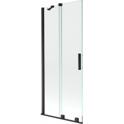 Mexen Velar Kádparaván 2 részes  csúszó 85 x 150 cm,  átlátszó nano, fekete - 896-085-000-01-70 Kádparaván Fürdökád Mexen