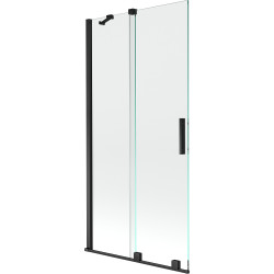 Mexen Velar Kádparaván 2 részes  csúszó 90 x 150 cm,  átlátszó nano, fekete - 896-090-000-01-70 Kádparaván Fürdökád Mexen