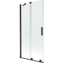 Mexen Velar Kádparaván 2 részes  csúszó 95 x 150 cm,  átlátszó nano, fekete - 896-095-000-01-70 Kádparaván Fürdökád Mexen