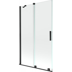 Mexen Velar Kádparaván 2 részes  csúszó 110 x 150 cm,  átlátszó nano, fekete - 896-110-000-01-70 Kádparaván Fürdökád Mexen