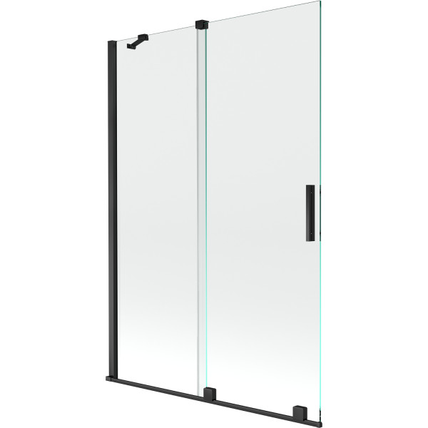 Mexen Velar Kádparaván 2 részes  csúszó 120 x 150 cm,  átlátszó nano, fekete - 896-120-000-01-70 Kádparaván
