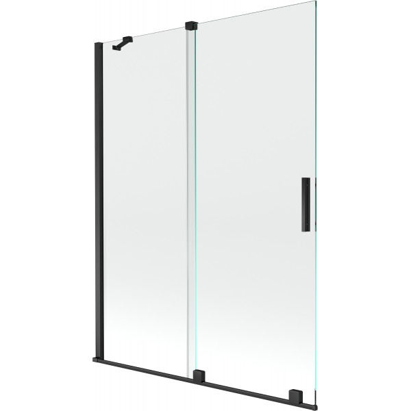 Mexen Velar Kádparaván 2 részes  csúszó 130 x 150 cm,  átlátszó nano, fekete - 896-130-000-01-70 Kádparaván