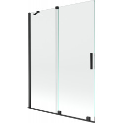 Mexen Velar Kádparaván 2 részes  csúszó 130 x 150 cm,  átlátszó nano, fekete - 896-130-000-01-70 Kádparaván Fürdökád Mexen