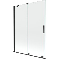 Mexen Velar Kádparaván 2 részes  csúszó 130 x 150 cm,  átlátszó nano, fekete - 896-130-000-01-70 Kádparaván Fürdökád Mexen