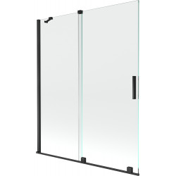Mexen Velar Kádparaván 2 részes  csúszó 140 x 150 cm,  átlátszó nano, fekete - 896-140-000-01-70 Kádparaván Fürdökád Mexen