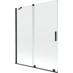 Mexen Velar Kádparaván 2 részes  csúszó 140 x 150 cm,  átlátszó nano, fekete - 896-140-000-01-70 Kádparaván Fürdökád Mexen