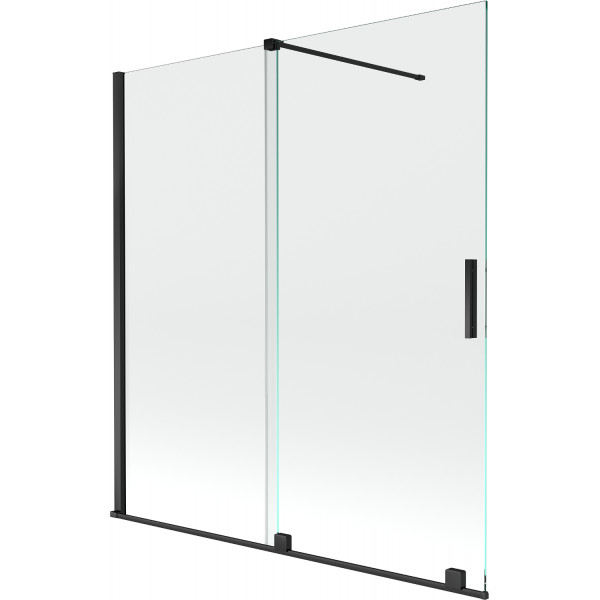 Mexen Velar Kádparaván 2 részes  csúszó 150 x 150 cm,  átlátszó nano, fekete - 896-150-000-01-70 Kádparaván