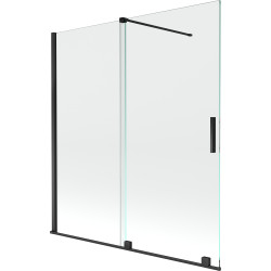 Mexen Velar Kádparaván 2 részes  csúszó 150 x 150 cm,  átlátszó nano, fekete - 896-150-000-01-70 Kádparaván Fürdökád Mexen