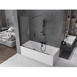 Mexen Velar Kádparaván 2 részes  csúszó 160 x 150 cm,  átlátszó nano, fekete - 896-160-000-01-70 Kádparaván