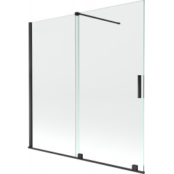 Mexen Velar Kádparaván 2 részes  csúszó 160 x 150 cm,  átlátszó nano, fekete - 896-160-000-01-70 Kádparaván Fürdökád Mexen