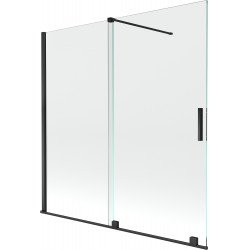 Mexen Velar Kádparaván 2 részes  csúszó 160 x 150 cm,  átlátszó nano, fekete - 896-160-000-01-70 Kádparaván Fürdökád Mexen