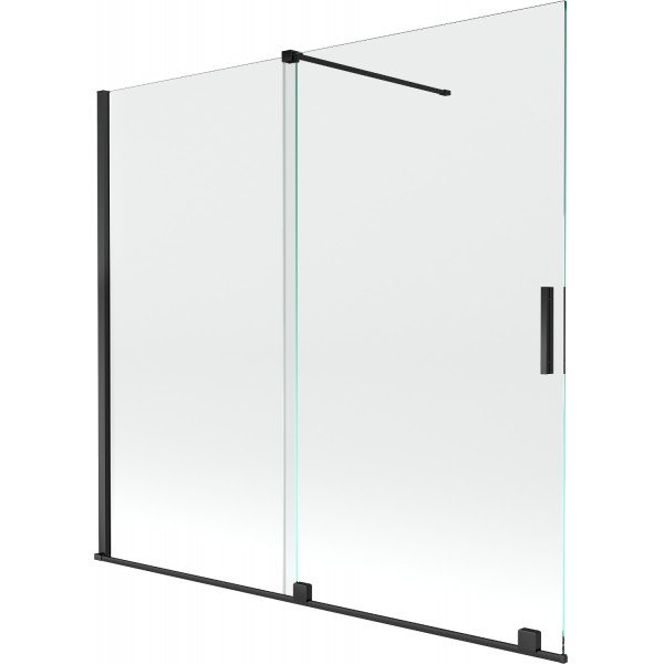 Mexen Velar Kádparaván 2 részes  csúszó 170 x 150 cm,  átlátszó nano, fekete - 896-170-000-01-70 Kádparaván