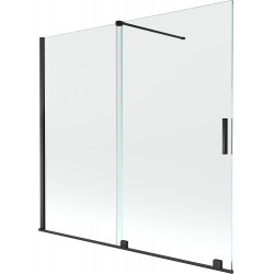 Mexen Velar Kádparaván 2 részes  csúszó 170 x 150 cm,  átlátszó nano, fekete - 896-170-000-01-70 Kádparaván Fürdökád Mexen