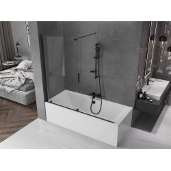 Mexen Velar Kádparaván 2 részes  csúszó 170 x 150 cm,  átlátszó nano, fekete - 896-170-000-01-70 Kádparaván