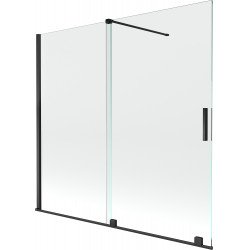 Mexen Velar Kádparaván 2 részes  csúszó 170 x 150 cm,  átlátszó nano, fekete - 896-170-000-01-70 Kádparaván Fürdökád Mexen