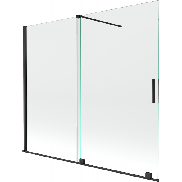 Mexen Velar Kádparaván 2 részes  csúszó 180 x 150 cm,  átlátszó nano, fekete - 896-180-000-01-70 Kádparaván