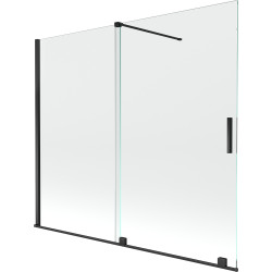 Mexen Velar Kádparaván 2 részes  csúszó 180 x 150 cm,  átlátszó nano, fekete - 896-180-000-01-70 Kádparaván Fürdökád Mexen