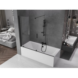 Mexen Velar Kádparaván 2 részes  csúszó 180 x 150 cm,  átlátszó nano, fekete - 896-180-000-01-70 Kádparaván