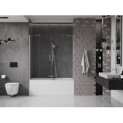 Mexen Velar Duo Kádparaván 2 részes  csúszó 150 x 150 cm,  átlátszó nano, króm - 896-150-000-02-01 Kádparaván Fürdökád Mexen