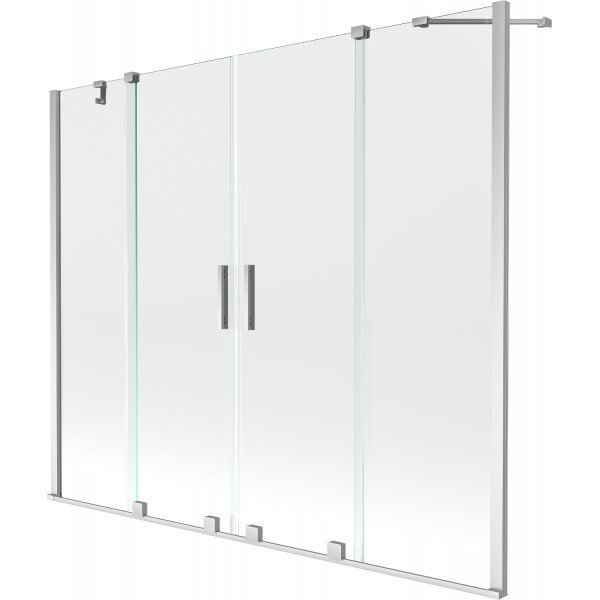 Mexen Velar Duo Kádparaván 2 részes  csúszó 180 x 150 cm,  átlátszó nano, króm - 896-180-000-02-01 Kádparaván