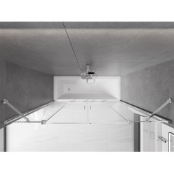 Mexen Velar Duo Kádparaván 2 részes  csúszó 200 x 150 cm,  átlátszó nano, króm - 896-200-000-02-01 Kádparaván