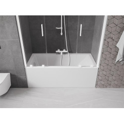 Mexen Velar Duo Kádparaván 2 részes  csúszó 140 x 150 cm,  átlátszó nano,  fehér  - 896-140-000-02-20 Kádparaván