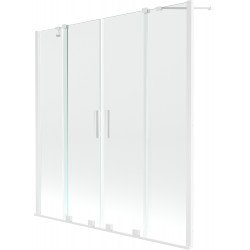 Mexen Velar Duo Kádparaván 2 részes  csúszó 140 x 150 cm,  átlátszó nano,  fehér  - 896-140-000-02-20 Kádparaván Fürdökád Mexen