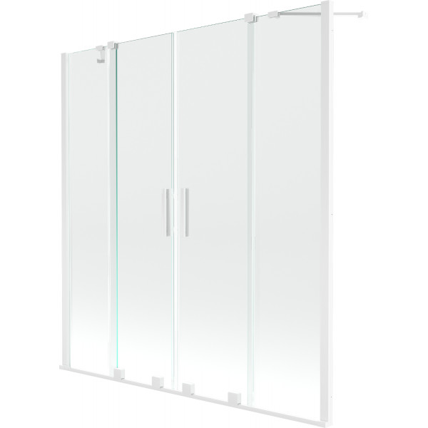 Mexen Velar Duo Kádparaván 2 részes  csúszó 150 x 150 cm,  átlátszó nano,  fehér  - 896-150-000-02-20 Kádparaván