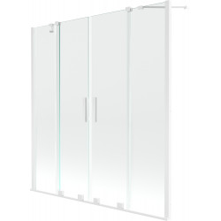Mexen Velar Duo Kádparaván 2 részes  csúszó 150 x 150 cm,  átlátszó nano,  fehér  - 896-150-000-02-20 Kádparaván Fürdökád Mexen