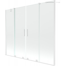 Mexen Velar Duo Kádparaván 2 részes  csúszó 180 x 150 cm,  átlátszó nano,  fehér  - 896-180-000-02-20 Kádparaván Fürdökád Mexen