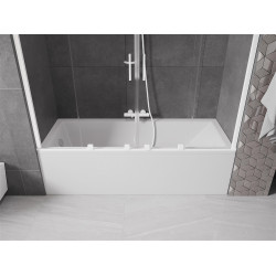 Mexen Velar Duo Kádparaván 2 részes  csúszó 180 x 150 cm,  átlátszó nano,  fehér  - 896-180-000-02-20 Kádparaván