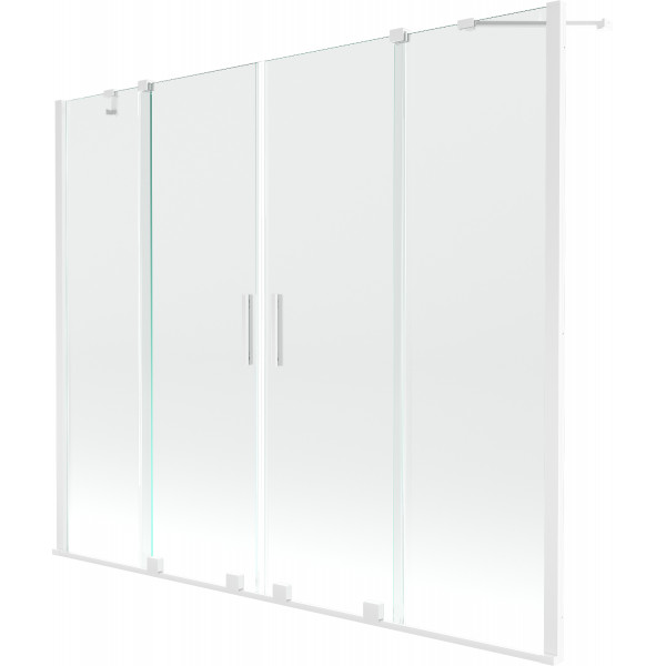 Mexen Velar Duo Kádparaván 2 részes  csúszó 200 x 150 cm,  átlátszó nano,  fehér  - 896-200-000-02-20 Kádparaván