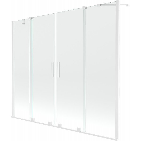 Mexen Velar Duo Kádparaván 2 részes  csúszó 200 x 150 cm,  átlátszó nano,  fehér  - 896-200-000-02-20 Kádparaván