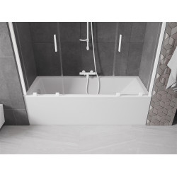 Mexen Velar Duo Kádparaván 2 részes  csúszó 200 x 150 cm,  átlátszó nano,  fehér  - 896-200-000-02-20 Kádparaván