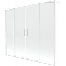 Mexen Velar Duo Kádparaván 2 részes  csúszó 200 x 150 cm,  átlátszó nano,  fehér  - 896-200-000-02-20 Kádparaván Fürdökád Mexen
