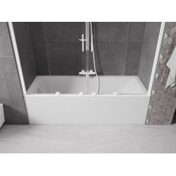 Mexen Velar Duo Kádparaván 2 részes  csúszó 200 x 150 cm,  átlátszó nano,  fehér  - 896-200-000-02-20 Kádparaván
