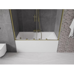 Mexen Velar Duo Kádparaván 2 részes  csúszó 140 x 150 cm,  átlátszó nano, arany - 896-140-000-02-50 Kádparaván